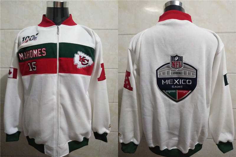 Chiefs 15 Patrick Mahomes White With 100TH Full Zip All Stitched Hooded Sweatshirt,We sell and wholesale Chiefs 15 Patrick Mahomes White With 100TH Full Zip All Stitched Hooded Sweatshirt on line form chian!